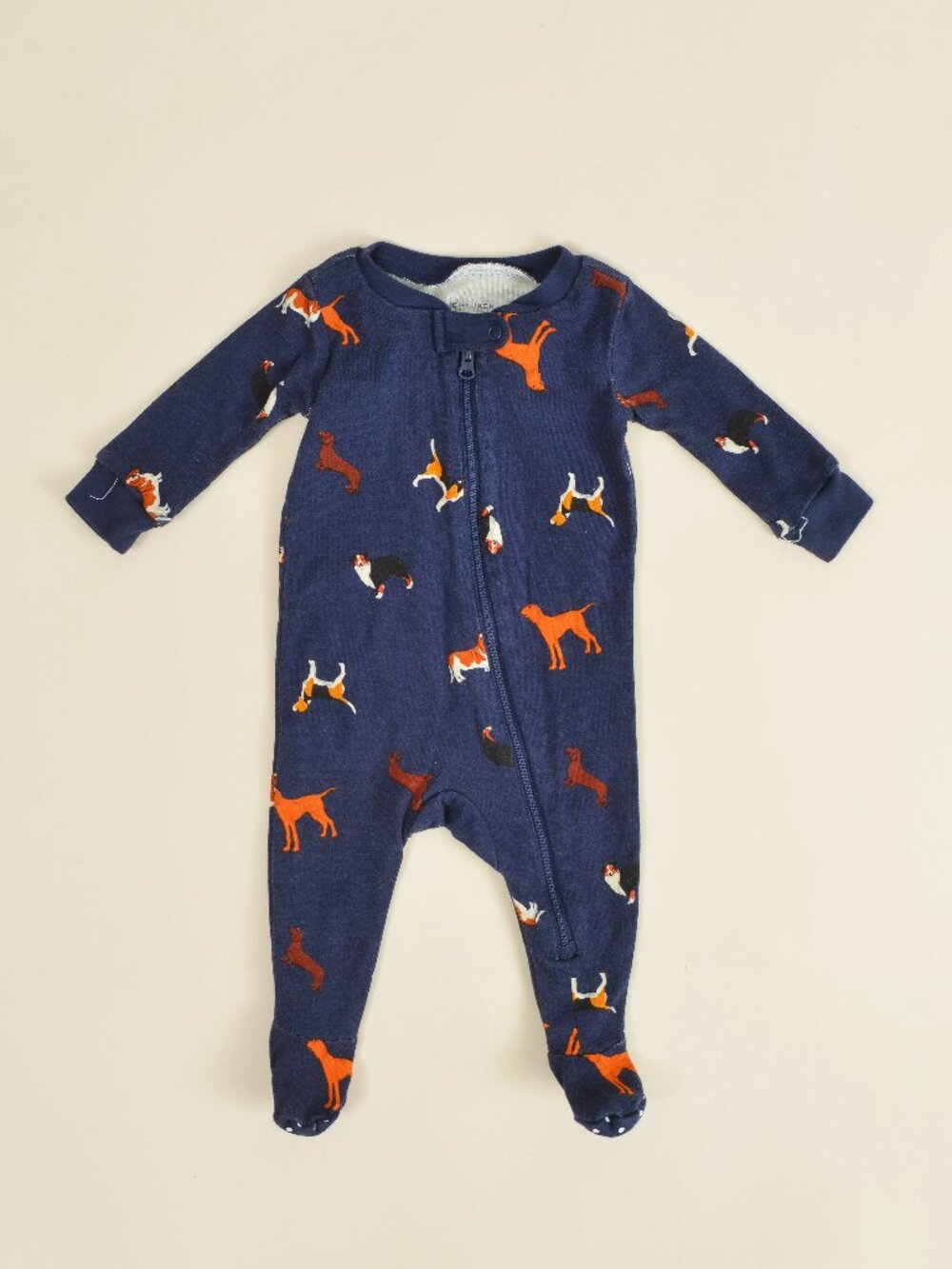 Janie and Jack Baby Boy Dog Print Footed Sleeper 0-3 Months Navy